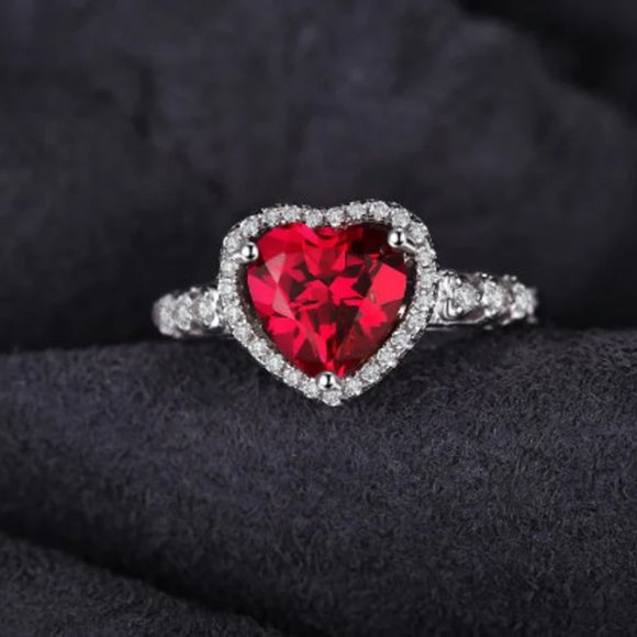 Sterling Silver ruby Set with size 7 ring - Picture 3 of 3